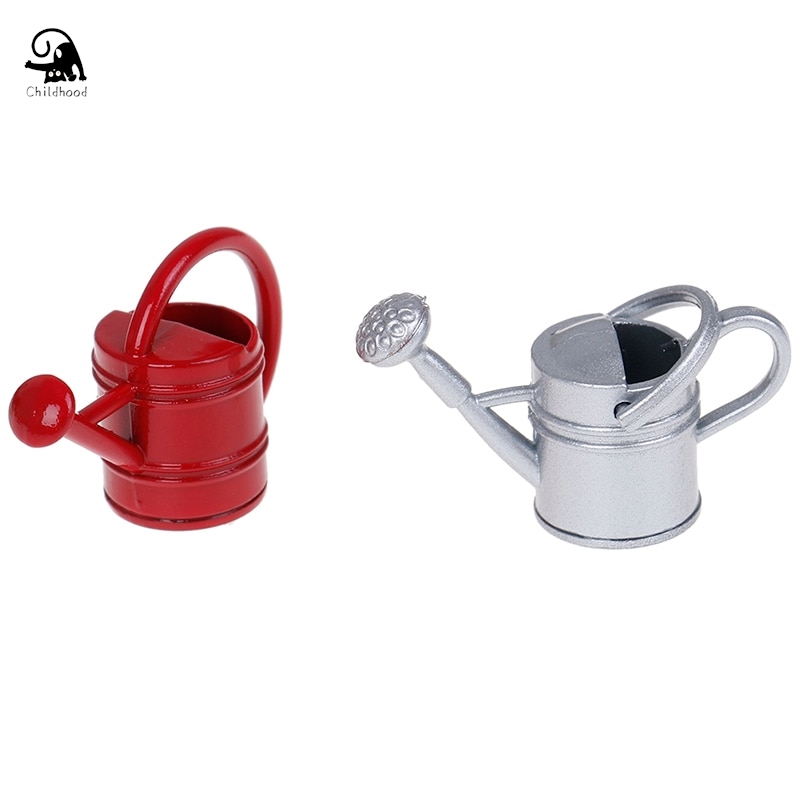 Kids Outdoor Doll House - Metal Black Watering Can Garden Miniature