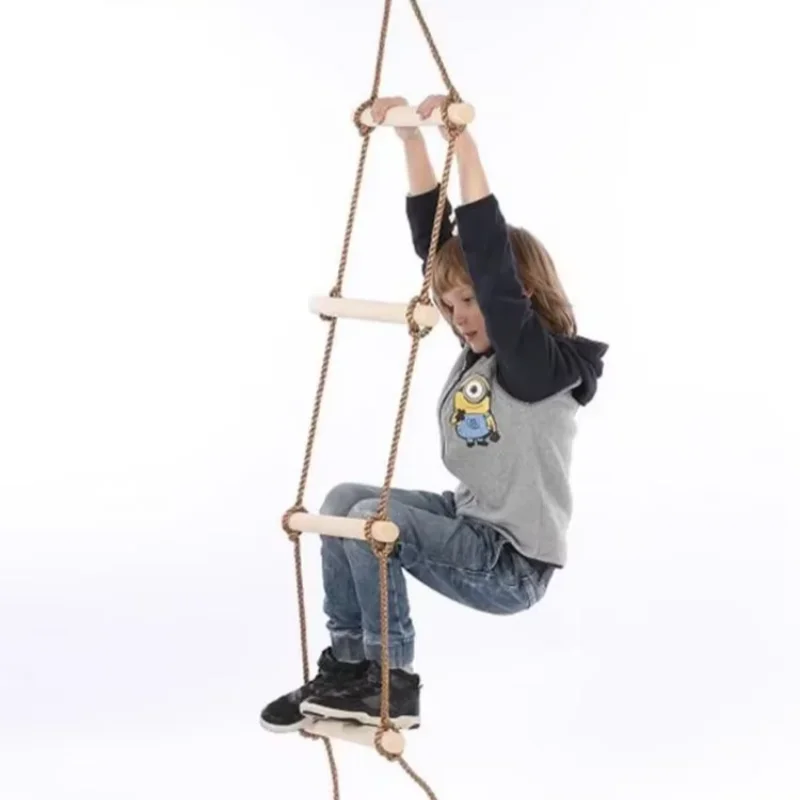 Kids Outdoor Climbing Equipment - Children Climbing Rope Ladder Wooden Material