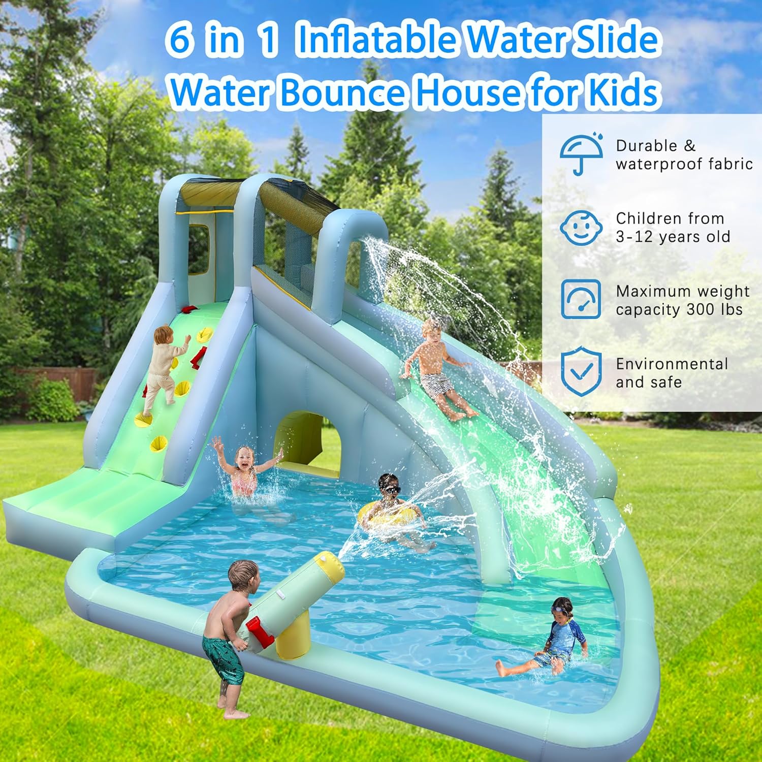 6-in-1 Inflatable Kids Bounce  - огляд і ціна Kids Outdoor Inflatable Water Slide