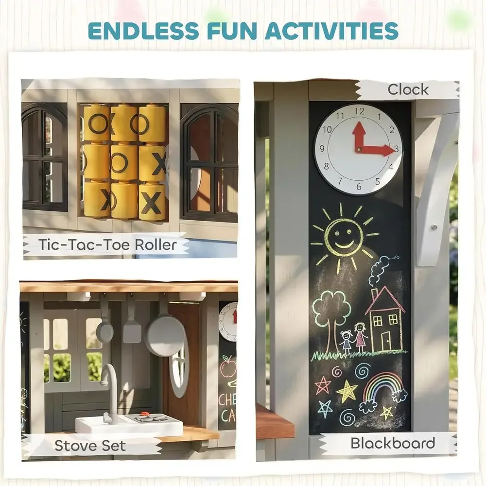 Qaba Outdoor Playhouse, Wooden - огляд і ціна Qaba Kids Outdoor Playhouse