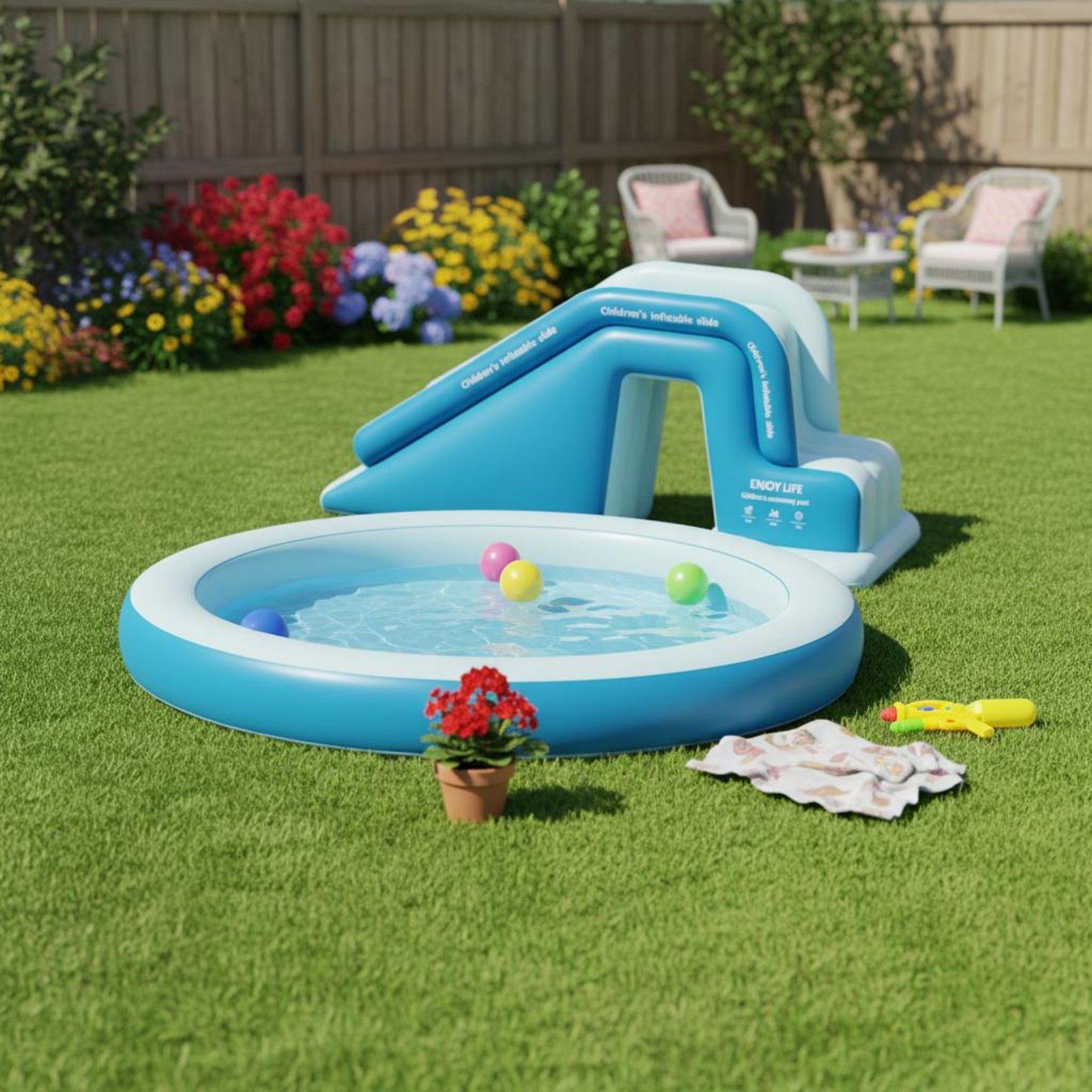 Inflatable Pool Slide Foldable - огляд і ціна Kids Outdoor Nature Toys