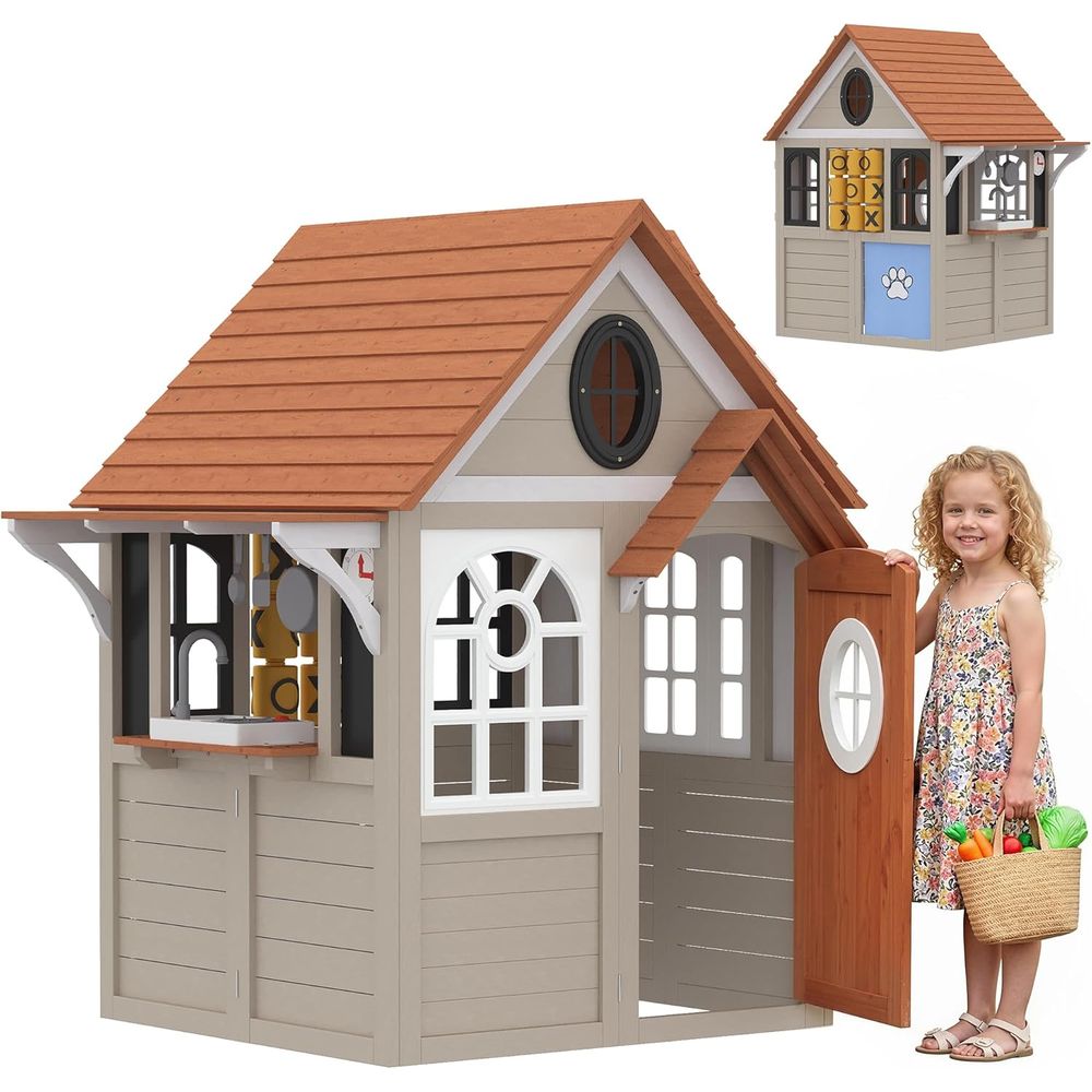 Qaba Outdoor Playhouse Wooden  - огляд і ціна Qaba Kids Outdoor Playhouse