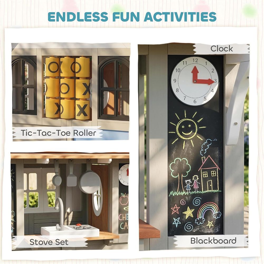 Qaba Outdoor Playhouse Wooden  - огляд і ціна Qaba Kids Outdoor Playhouse