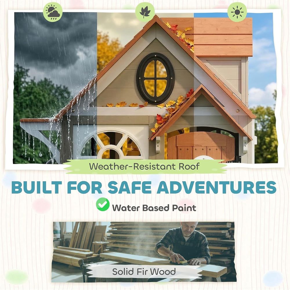 Qaba Outdoor Playhouse Wooden  - огляд і ціна Qaba Kids Outdoor Playhouse