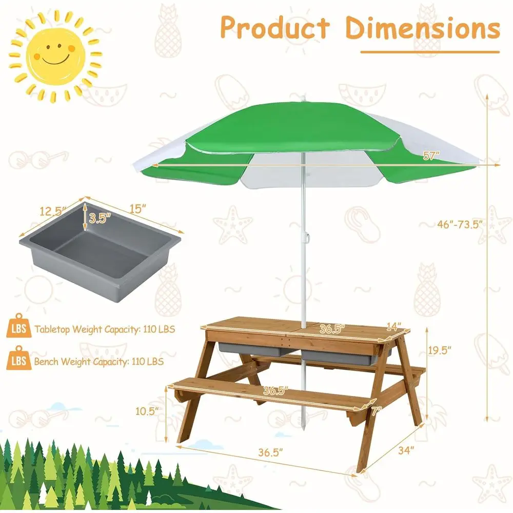 4-in-1 Wooden Sand & Water Pic - огляд і ціна Kids Outdoor Umbrella