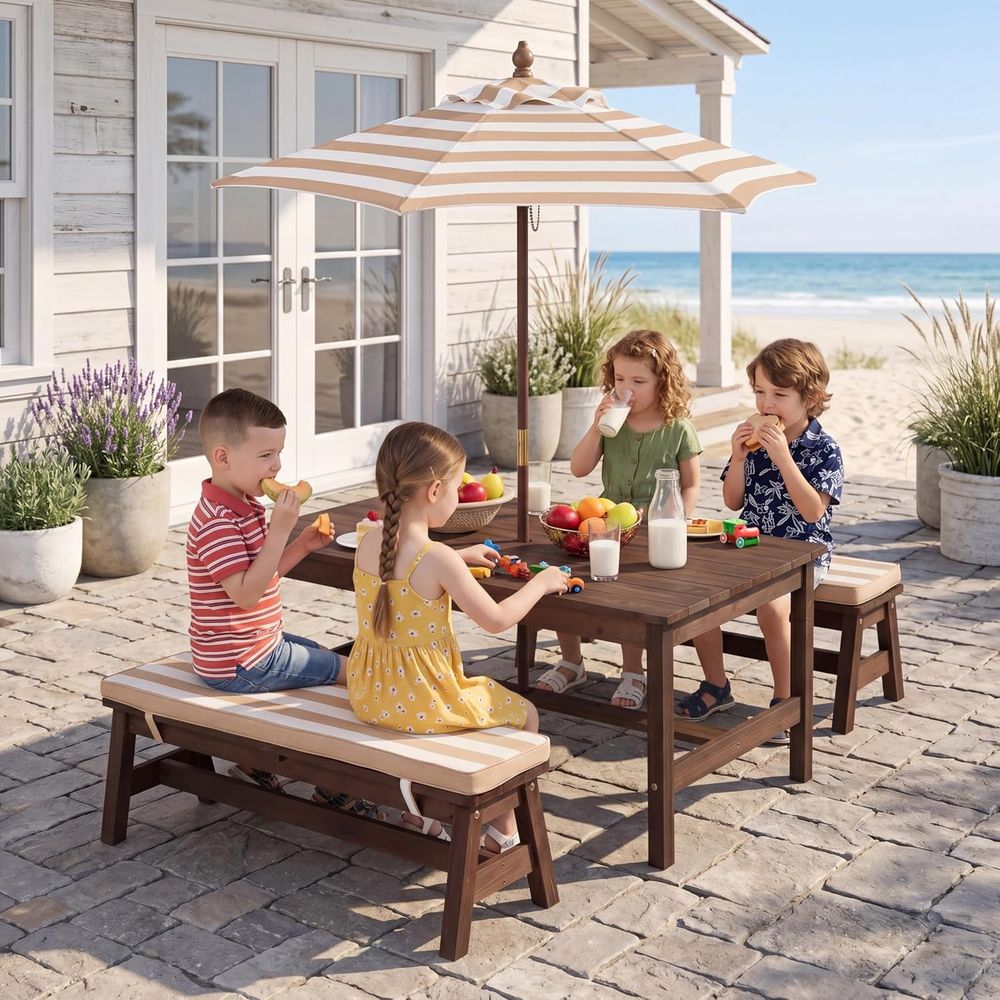 Kids Picnic Table, Large 42“x  - огляд і ціна Kids Outdoor Umbrella