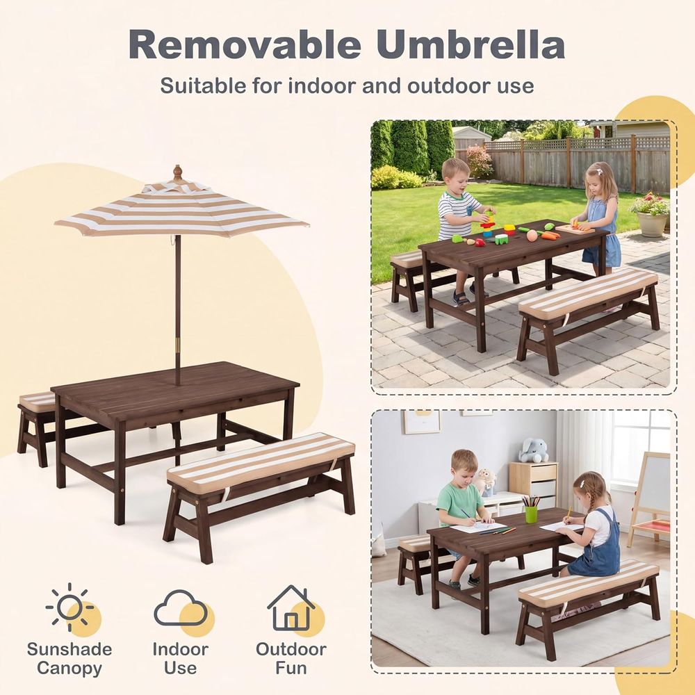 Kids Picnic Table, Large 42“x  - огляд і ціна Kids Outdoor Umbrella