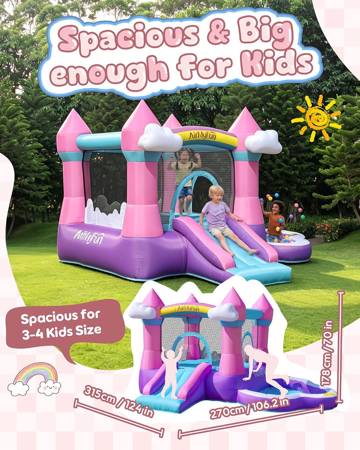 Pink Indoor/Outdoor Inflatable - огляд і ціна Kids Outdoor Inflatable Water Slide