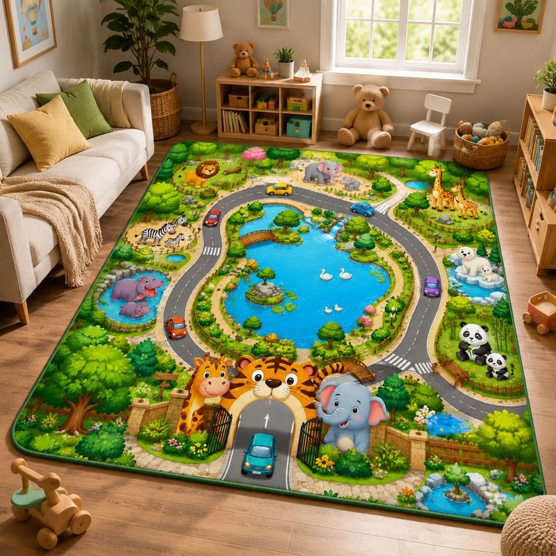 VIKAMA Kids Farm Zoo Play Rug  - огляд і ціна Kids Outdoor Zoo