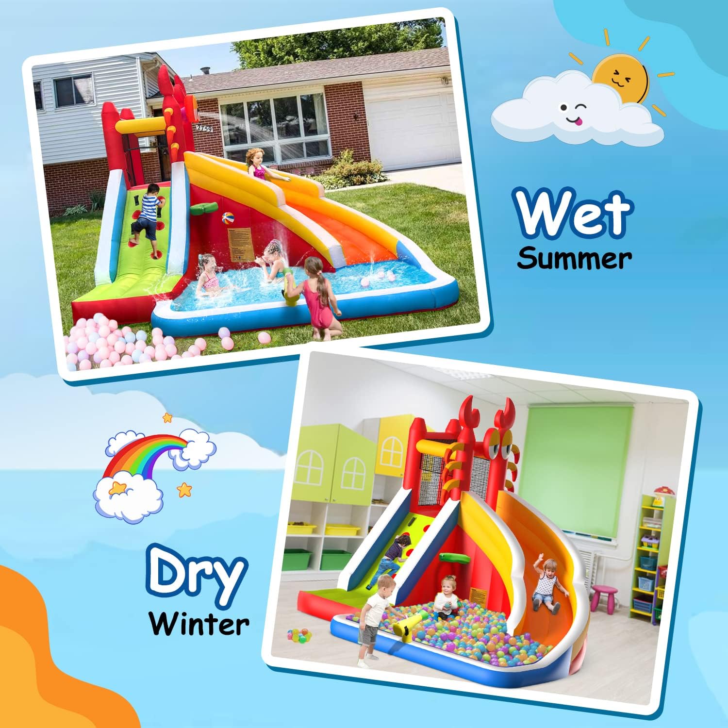 Large Inflatable Bounce House  - огляд і ціна Kids Outdoor Inflatable Water Slide