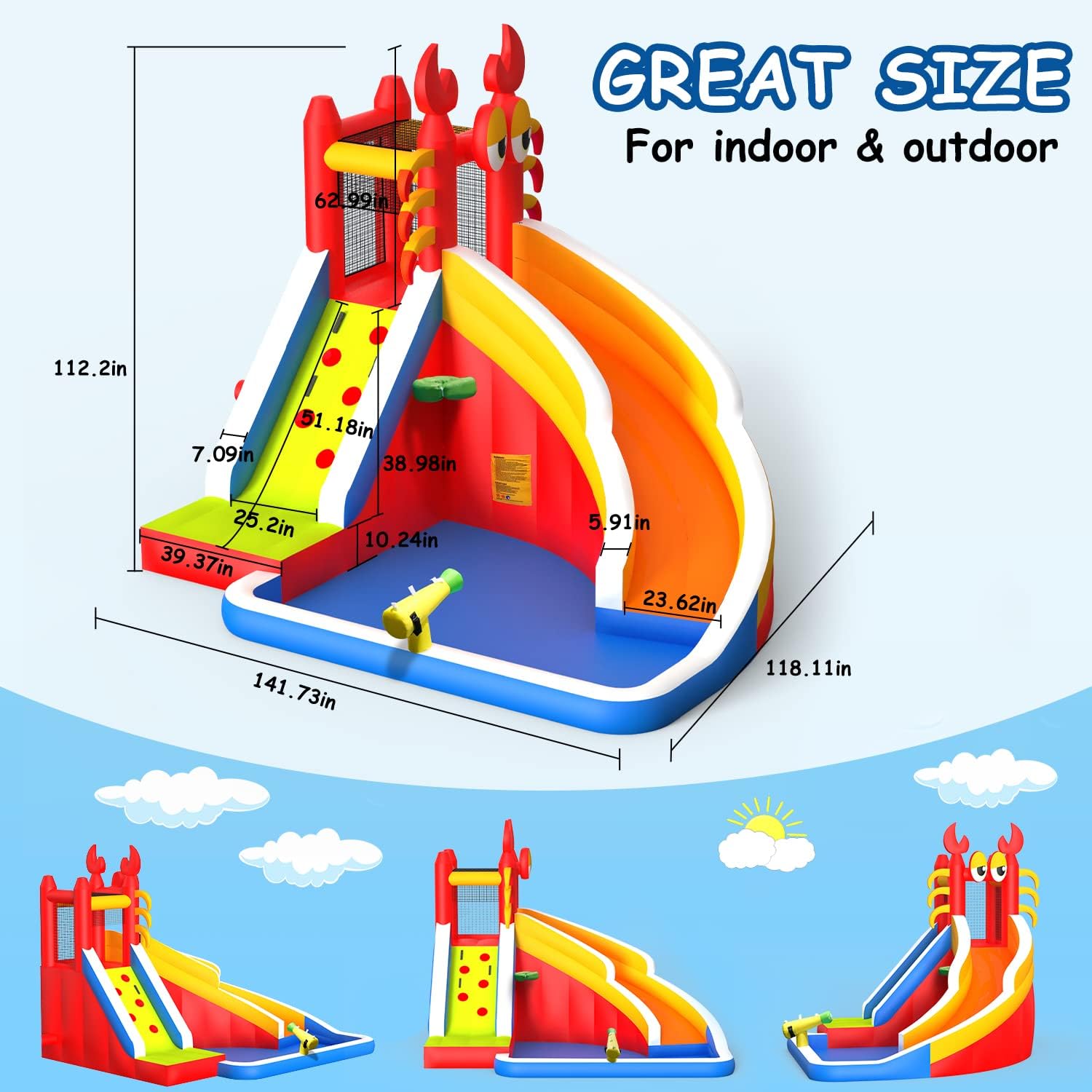 Large Inflatable Bounce House  - огляд і ціна Kids Outdoor Inflatable Water Slide